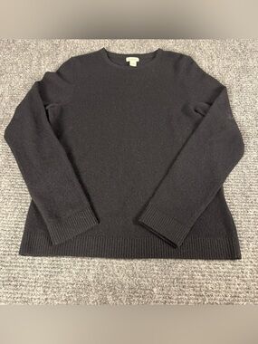 L.L. Bean Cashmere Sweater Womens Small Black Crewneck Pullover Quiet Luxury